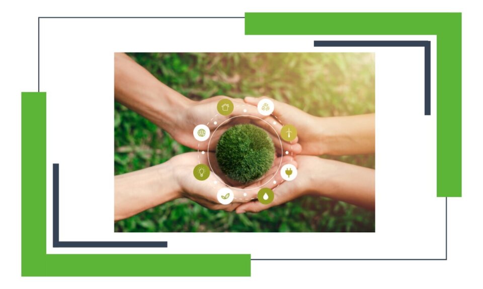 Représentation de l'économie circulaire : coopération, durabilité et préservation des ressources naturelles par des pratiques conscientes et intégrées.